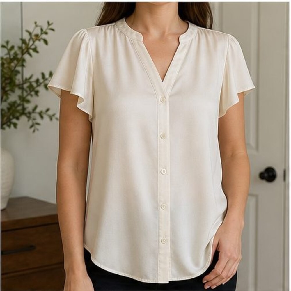 Cream Ruffle Blouse - Picture 2 of 6